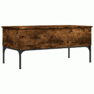 VidaXL Table basse chêne fumé 100x50x45 cm bois d'ingénierie et métal Modèle Élégia Moderne - 845413