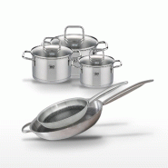 Batterie de cuisine Ensemble de cuisine avec poêles 28/32 cm et faitouts 12/14/16 cm Elo Collection Relief Solution Citrin - gris 3176239940121