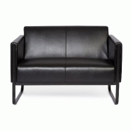 Canapé lounge BALI BLACK châssis noir simili cuir lisse 2 places noir hjh OFFICE - noir plastique 713308 Canapé lounge BALI BLACK châssis noir simili cuir lisse 2 places noir hjh OFFICE - noir plastique 713308