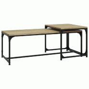Décoshop26 - Lot de 2 tables basses d'appoint style industriel en bois d'ingénierie et acier DEC040390 - acier 3000264913594