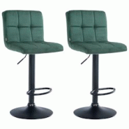 Décoshop26 - Lot de 2 tabourets de bar en velours vert avec coutures décoratives pied en trompette métal noir 10_0004398 - noir 3000252083155 Décoshop26 - Lot de 2 tabourets de bar en velours vert avec coutures décoratives pied en trompette métal noir 10_0004398 - noir 3000252083155