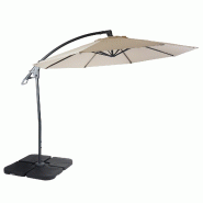 Décoshop26 - Parasol déporté rond Ø 3 m aluminium / acier et polyester crème-blanc avec pied 04_0007913 - beige aluminium 3000262360758