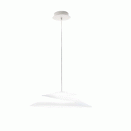 Fabas Luce Suspension Aragon En Métal Et Verre Blanc, Led Intégrée 18 W, 3000 K, Dimmable Avec Coupure De Phase, Diamètre 530 Mm, Classe 1, Ip20 -