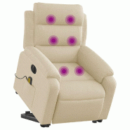 Fauteuil inclinable de massage électrique Crème Tissu Modèle Telviane - 8721012175136_0