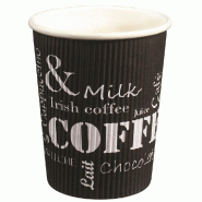 Gobelet boissons chaudes carton ondulé noir imprimé 28cl - par 500