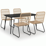 Helloshop26 - Ensemble à dîner salon de jardin meuble d'extérieur 5 pièces résine tressée et verre 02_0014234 - verre 3000131911531