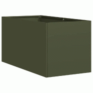 Helloshop26 - Jardinière rectangulaire design moderne balcon jardin 40 x 80 x 40 cm en acier laminé à froid vert olive 02_0051520 - vert acier 3000