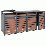 Mendler XL Habillage de poubelle 4x/8x HWC-J81, Box pour poubelles, métal 118kg anthracite ~ aspect bois de cerisier brun foncé - marron métal 2x83