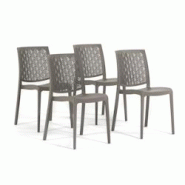 RATTATAN Set 4 Chaises en polypropylène avec fibre de verre empilables pour extérieur et jardin, bar et restaurant, cuisine moderne - ASTRID - Tour RATTATAN Set 4 Chaises en polypropylène avec fibre de verre empilables pour extérieur et jardin, bar et restaurant, cuisine moderne - ASTRID - Tour