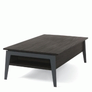 TABLE BASSE RELEVABLE EN  NOYER FONCÉ BRIGHTON 2 AVEC PIÉTEMENT GRIS ARDOISE 110X70CM