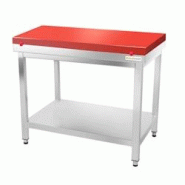 Table de boucher avec plaque de découpe rouge - 1000 x 700 mm / GOLDINOX - rouge inox 3701770819065 Table de boucher avec plaque de découpe rouge - 1000 x 700 mm / GOLDINOX - rouge inox 3701770819065