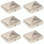 Vidaxl bouchons de poteau de clôture pyramidaux 6 pcs inox 71x71 mm 145485