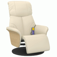 VidaXL Fauteuil inclinable de massage et repose-pieds crème similicuir Modèle Arvessa - 356633