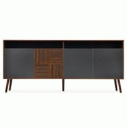 Buffet moderne avec portes battantes Jarvis Bois foncé et Gris - Bois massif cabset120 Buffet moderne avec portes battantes Jarvis Bois foncé et Gris - Bois massif cabset120