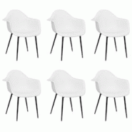 Décoshop26 - Set de 6 chaises de salle à manger dossier incurvé en PP blanc et métal DEC025667 - blanc 3000255378241 Décoshop26 - Set de 6 chaises de salle à manger dossier incurvé en PP blanc et métal DEC025667 - blanc 3000255378241