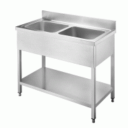 Gasfrit - Évier industriel 2 bacs en acier inoxydable 1200 x 600 x 850 + 100 mm - inox GFY2100