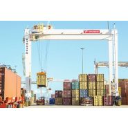 Grue portuaire - liebherr - portique de stockage sur pneus