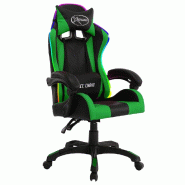 Helloshop26 - Chaise fauteuil siège pivotante de bureau informatique étude de jeux vidéo avec LED RVB et similicuir multicolore 02_0024215 - polyes