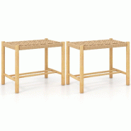 Helloshop26 - lot de 2 tabourets de bar 56 x 36 x 45 cm assise respirante design rustique en bois de caoutchouc naturel 20_0020015 - 3000233258831