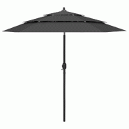 Helloshop26 - Parasol à 3 niveaux avec mât en aluminium 2,5 m anthracite 02_0008738 - 3000465682725