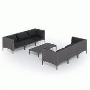 Helloshop26 - Salon de jardin meuble d'extérieur ensemble de mobilier 7 pièces avec coussins résine tressée gris foncé 02_0017287 - gris acier 30