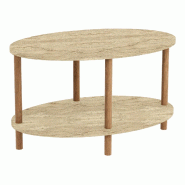 Helloshop26 - Table basse console d'appoint ovale 43 x 70 x 44 cm travertin naturel 03_0010829 - 3000225431006
