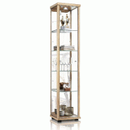 K-Möbel vitrine en verre en hêtre (176x37x33cm) avec 4 étagères en verre réglables en hauteur, miroir, serrure, LED - modèle de voiture vitrine_0