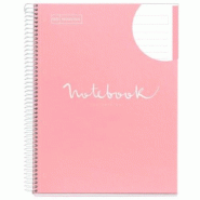 MIQUELRIUS Lot de 5 Cahier Emotions A4, 160p./80 feuilles 90 g/m², reliure intégrale, couverture laminée coloris rose, ligné - 8422593488249