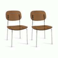 Now's Home - Lot de deux chaises en resine acrylique  ecorce 47.5x45xht84cm glam - 3256390255033