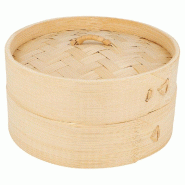 Panier Dim Sum + couvercle en bambou naturel Ø15x8cm