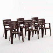 RATTATAN Set de 6 chaises monobloc en polypropylène avec fibre de verre, effet bois, empilables pour extérieur et jardin, bar et restaurant - Anita RATTATAN Set de 6 chaises monobloc en polypropylène avec fibre de verre, effet bois, empilables pour extérieur et jardin, bar et restaurant - Anita