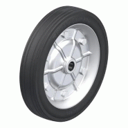 Roue de 300 mm avec revêtement en caoutchouc noir sur jante en acier embouti