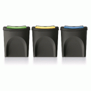 Set 3 poubelles Keden Sortibox - 100% plastique recyclé, noir, 75L - noir plastique ZA5656