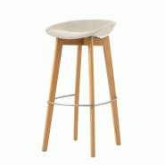 Tabouret de bar sans dossier avec piètement empilable - Assise en tissu Bois/Beige (Lot de 4) - Feros - 6096735412496