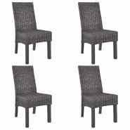 VidaXL Chaises à manger lot de 4 marron rotin Kubu et bois de manguier Modèle Orion - 275467