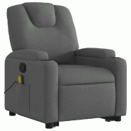 VidaXL Fauteuil de massage inclinable Gris foncé Tissu Modèle Nermelora - 3204381