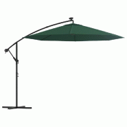 VidaXL Parasol avec éclairage LED 300 cm Poteau en métal Vert Modèle Zéphyr Prime - 42969