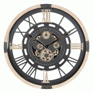 Atmosphera Grande Pendule murale Noir et Bois style vintage avec rouages mobiles D 80 cm - noir 3560232960444 Atmosphera Grande Pendule murale Noir et Bois style vintage avec rouages mobiles D 80 cm - noir 3560232960444