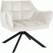 Décoshop26 - Chaise de salle à manger lounge bureau pivotante avec revêtement en velours crème pieds en acier noir BUR10666 - beige acier 30024658