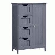 Helloshop26 - Meuble de salle de bain 30 x 55 x 82 cm sur pied meuble de rangement avec 4 tiroirs porte simple étagère réglable pour 12_0006498 - 3