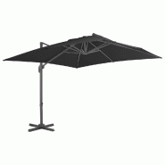 Helloshop26 - Parasol déporté avec mât en aluminium 3 x 3 m noir 02_0008484 - 3000452982722