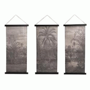 Kakémono triptyque tropique - Amadeus - 3 panneaux en bois de sapin, tissu et corde de chanvre - 1.7x80 cm - multicolore Kakémono triptyque tropique - Amadeus - 3 panneaux en bois de sapin, tissu et corde de chanvre - 1.7x80 cm - multicolore
