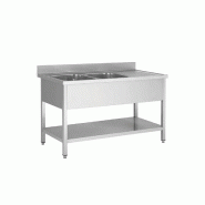 Plonge professionnel avec 2 bacs a gauche 1600x600x850+100mm - PTHSTR166BL2