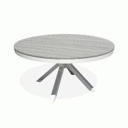 REMARQUABLE Table de jardin en aluminium blanc avec plateau en polywood (142x74cm) - ELBA - 3700917630525_0