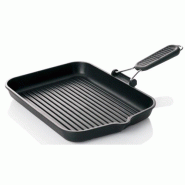 RISOLI' grill  induction en fonte d'aluminium haute epaisseur  cm 33x26 manche en silicon gris pliable - noir aluminium 0090IN/36T00