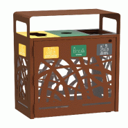 ROSSIGNOL Corbeille de tri anti-nuisible 3x60L avec couvercle calibrée + stickers CYBEL effet corten - marron acier 51444