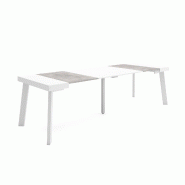 SKRAUT HOME Table console extensible, 260, Pour 12 personnes, Pieds en bois, Blanc et ciment - blanc Bois manufacturé 373_41