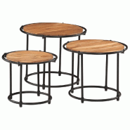 Tables gigognes 3 pcs bois massif d'acacia Modèle Orion Vision - 358931
