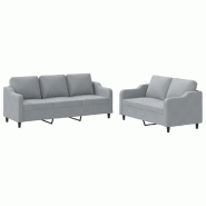 VidaXL Ensemble de canapés 2 pcs avec coussins Gris clair Tissu Modèle Helios Métal Plus - 3201834