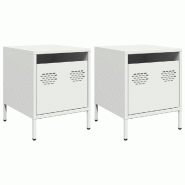 VidaXL Tables de chevet 2 pcs blanc 35x39x43,5 cm acier – Modèle Parfum Nuit - 851255